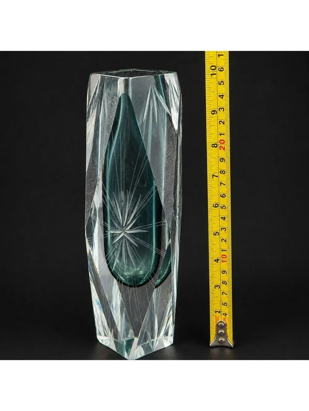 Vtg Original Murano Sommerso Art Glass Vase -  made in Italy - 10